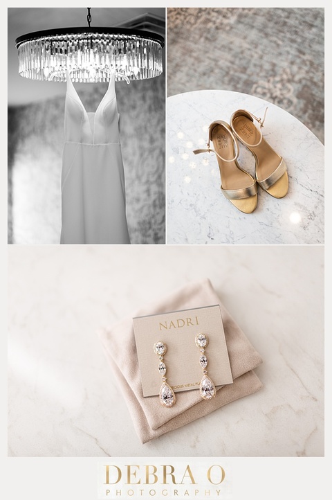 Beautifull wedding details or dress, shoes, earrings 